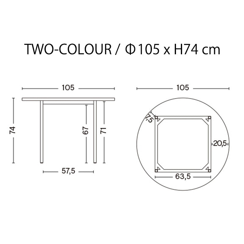 【トートバッグプレゼント／組立設置無料】HAY(ヘイ)TWO-COLOUR（トゥーカラー）  TWO-COLOUR / Φ105 / Φ120 x H74 cm（テーブル・デスク）